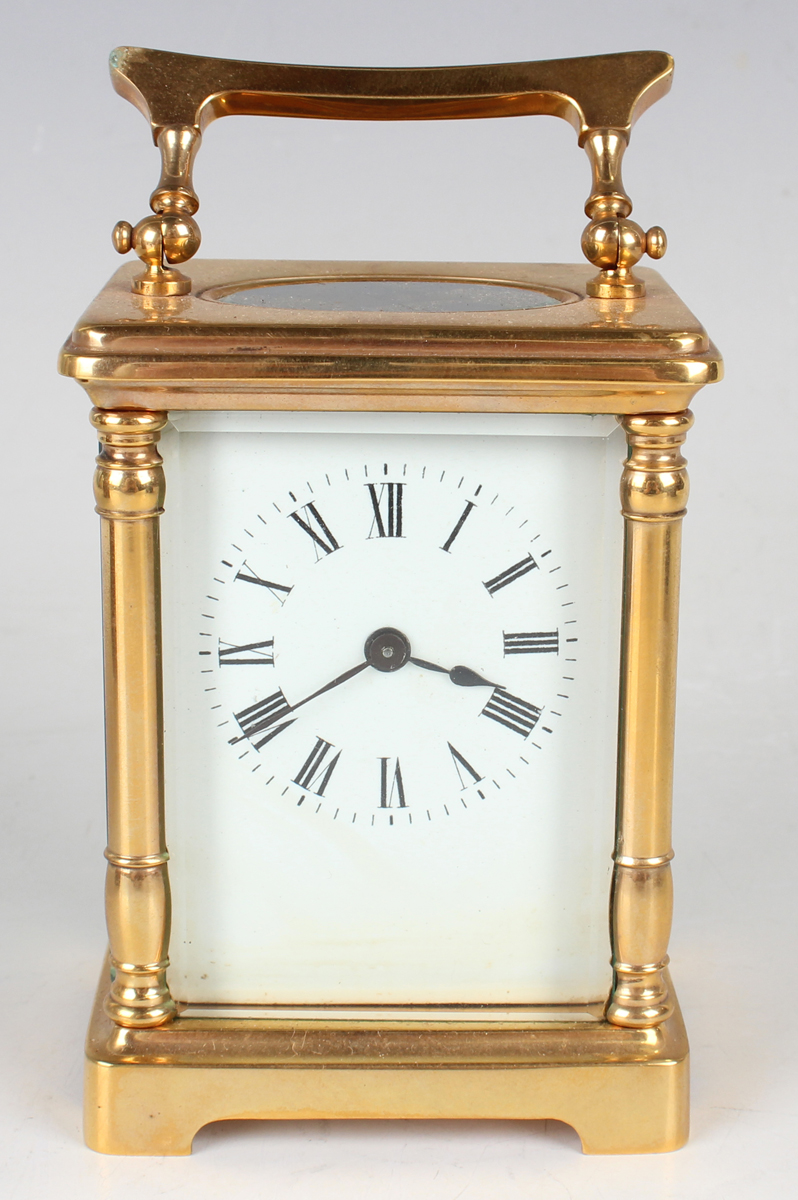 A 20th century silvered brass serpentine cased carriage timepiece, height 16.5cm, together with - Image 8 of 26