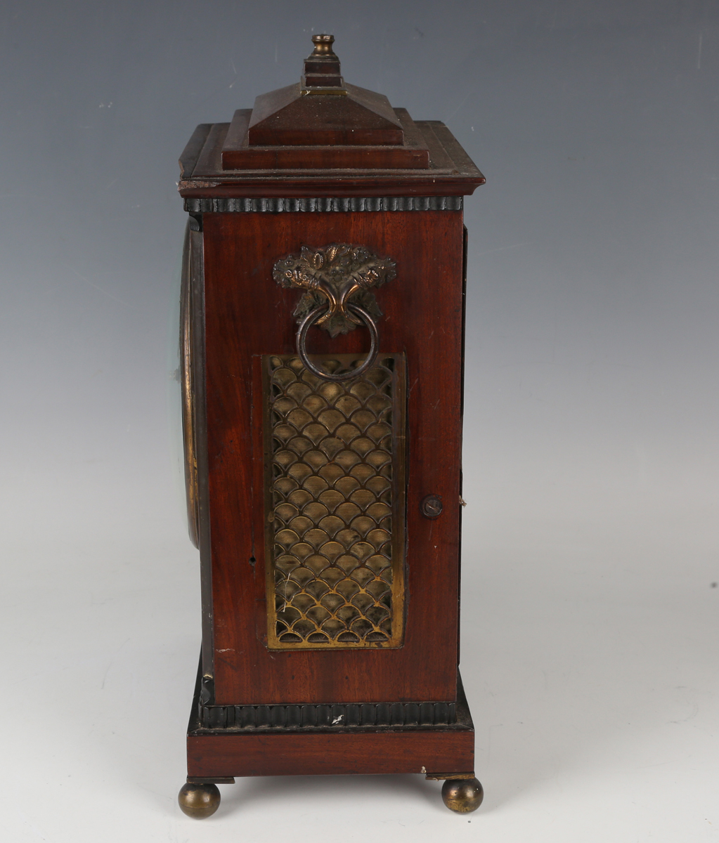 A Regency mahogany bracket timepiece with eight day single fusee movement, the 8-inch painted convex - Image 6 of 7