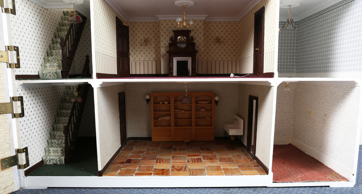 A doll's house baker's shop 'Crumble & Spice', the hinged dormer roof revealing a landing and two - Image 10 of 17