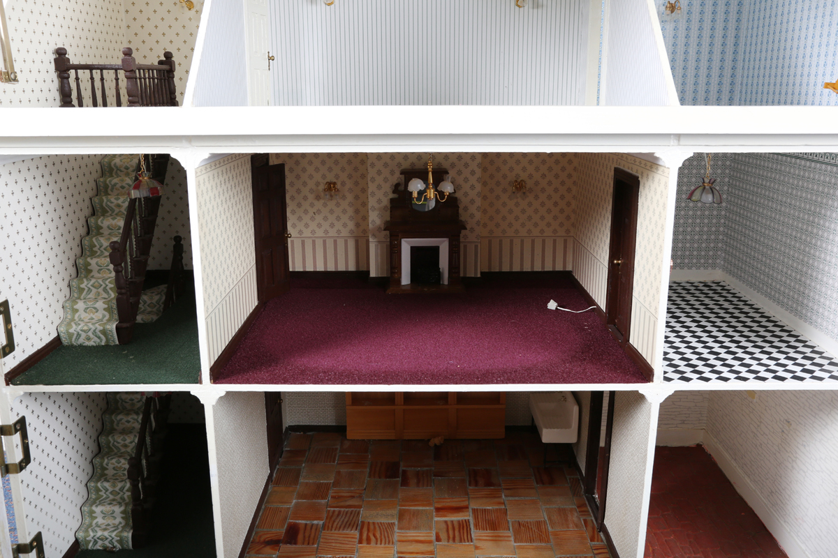 A doll's house baker's shop 'Crumble & Spice', the hinged dormer roof revealing a landing and two - Image 11 of 17