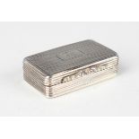 An early Victorian silver rectangular vinaigrette with engine turned decoration, the hinged lid with