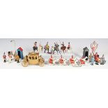 A collection of Britains, Cherilea, Timpo and other lead figures, including lifeguards, bandsmen,