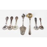 A late 19th century Danish silver toddy ladle, designed by Christian Obbekjer, with lobed oval