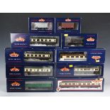 Thirteen Bachmann Branch-Line gauge OO coaches, Southern and GWR cream and brown liveries, and three