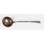 A George III silver Old English feather edge soup ladle, London 1773 by John Lampfert, weight 140.