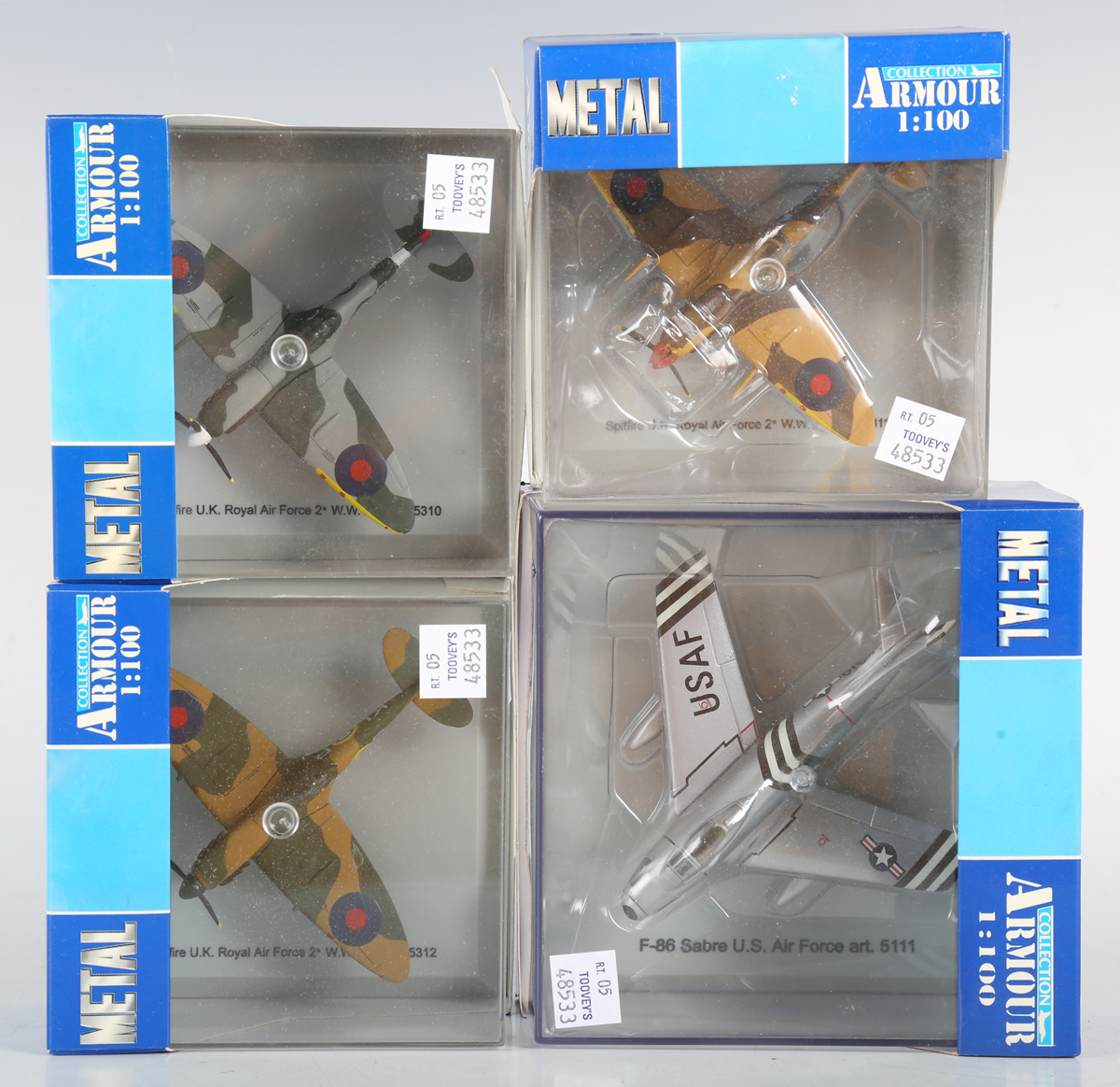 Four Armour Collection 1:100 scale model aircraft, comprising F-86 Sabre US Airforce and three - Image 2 of 4