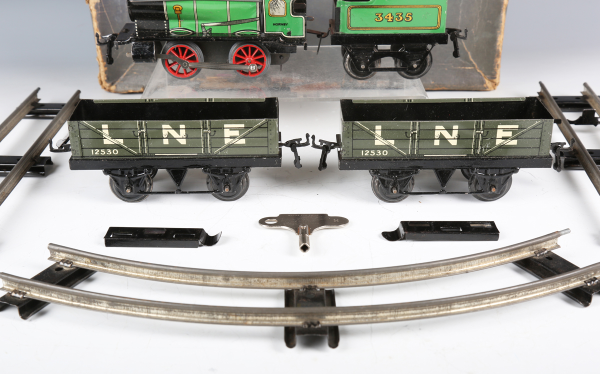 A Hornby gauge O clockwork M1 goods train set, boxed, together with a quantity of track and a - Image 8 of 9