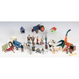 A collection of Britains, Timpo and other lead and plastic farm animals, figures and accessories,