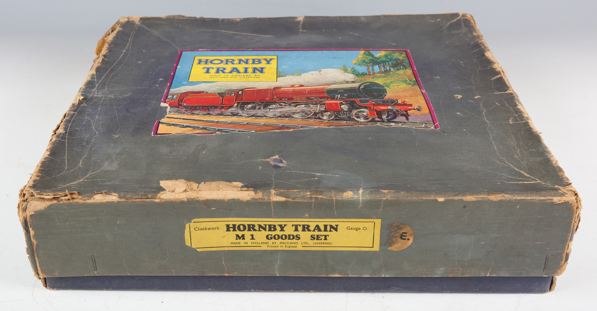 A Hornby gauge O clockwork M1 goods train set, boxed, together with a quantity of track and a - Image 7 of 9