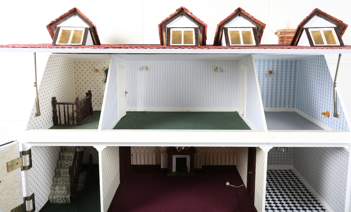 A doll's house baker's shop 'Crumble & Spice', the hinged dormer roof revealing a landing and two - Image 12 of 17