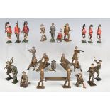 A collection of Britains and other lead figures, including First World War soldiers and