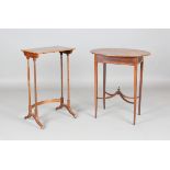 A Regency rosewood and yew crossbanded nesting table, height 72cm, width 43cm, depth 29cm,