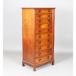 A fine 19th century walnut Wellington collector's chest of ten drawers, each drawer front with