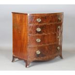 A George III mahogany bowfront chest with a crossbanded top and boxwood stringing, height 102cm,