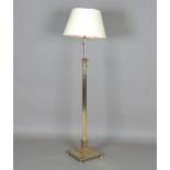 A 20th century gilt brass telescopic Corinthian column lamp standard, on a stepped square base,