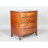 A 19th century mahogany bowfront chest of four oak-lined drawers, height 71cm, width 64cm, depth