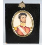 British Naive School - an early 19th century watercolour on paper portrait miniature, depicting a