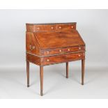 A George III mahogany portable writing desk with overall satinwood banding and chequer stringing,