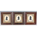 John Field - a set of three 19th century cut paper and ink silhouette portrait miniatures, depicting