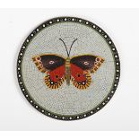 A fine 18th/19th century Italian micromosaic copper tondo medallion depicting a butterfly within a