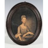Circle of Ozias Humphrey - a late 18th/early 19th century ink with watercolour portrait miniature,