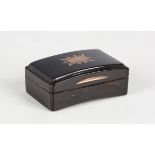 A George IV tortoiseshell curved rectangular snuff box, the hinged lid with gold inlaid reserve