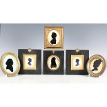 A group of seven 18th and 19th century cut paper and ink profile portrait miniatures, including