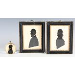 British School - a pair of late 19th century cut paper and ink silhouette portrait miniatures,