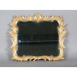 A George III Rococo period giltwood wall mirror, the frame carved with scrolling foliage and 'C'