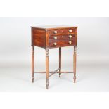 A Regency mahogany work table, fitted with two drawers above turned legs and an 'X' stretcher,