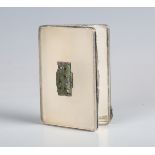 An Art Deco silver and frosted glass compact, import mark for London 1933 by Stockwell & Co, the