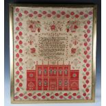 A large early Victorian needlework sampler by Sarah Illingworth, aged 18, dated 1837,