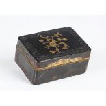 A George IV tortoiseshell and gilt metal mounted rectangular snuff box, the hinged lid inlaid with a