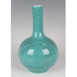 A Chinese robin's egg blue glazed porcelain bottle vase, mark of Xianfeng but possibly later, the
