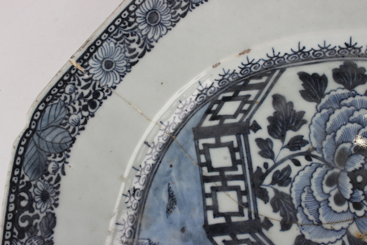 A group of six Chinese blue and white export porcelain meat dishes, Qianlong period, comprising four - Image 30 of 44