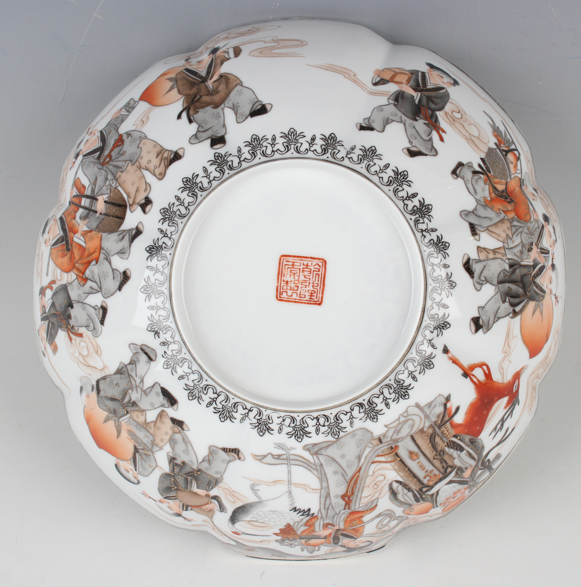 A Chinese eggshell porcelain bowl, mark of Qianlong but mid-to-late 20th century, of lobed - Image 4 of 10