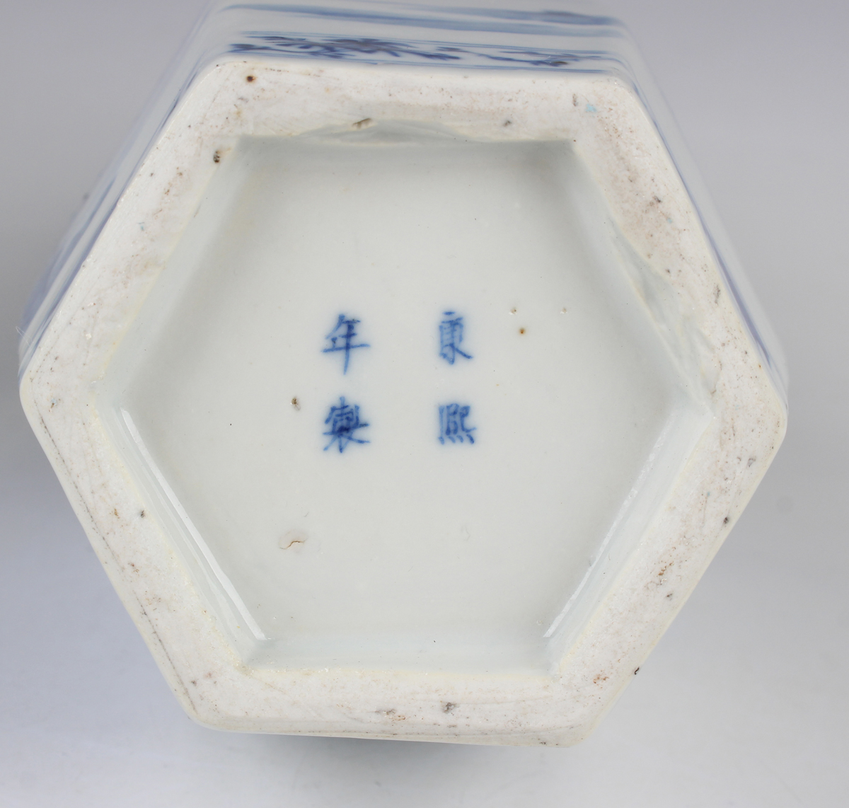 A pair of Chinese blue and white porcelain vases, mark of Kangxi but late 19th century, each of - Image 13 of 19