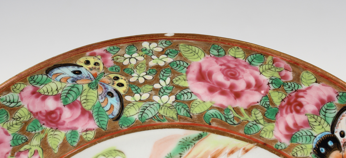 A set of six Chinese Canton famille rose porcelain plates, mid-19th century, each painted with a - Image 10 of 26