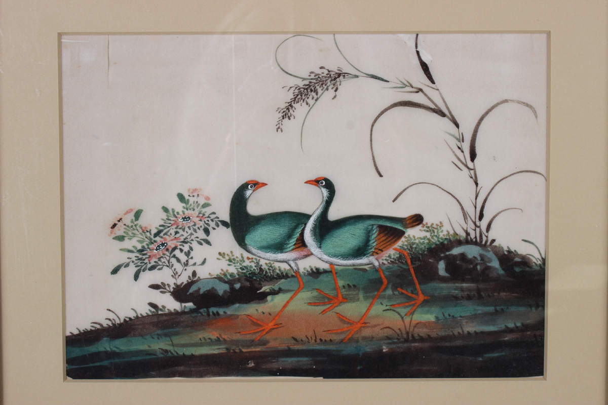 A set of four Chinese Canton export watercolour paintings on rice paper, mid to late 19th century, - Image 10 of 12