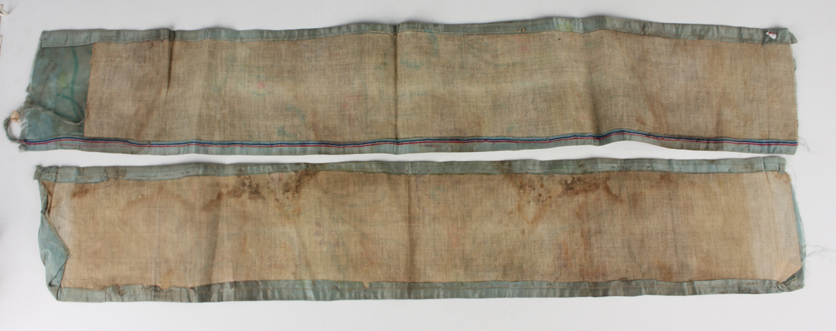 A small collection of Chinese export silkwork, late Qing dynasty, including a collar, decorated with - Image 14 of 43