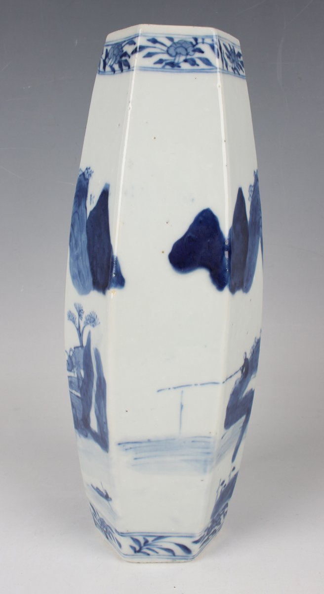 A pair of Chinese blue and white porcelain vases, mark of Kangxi but late 19th century, each of - Image 7 of 19