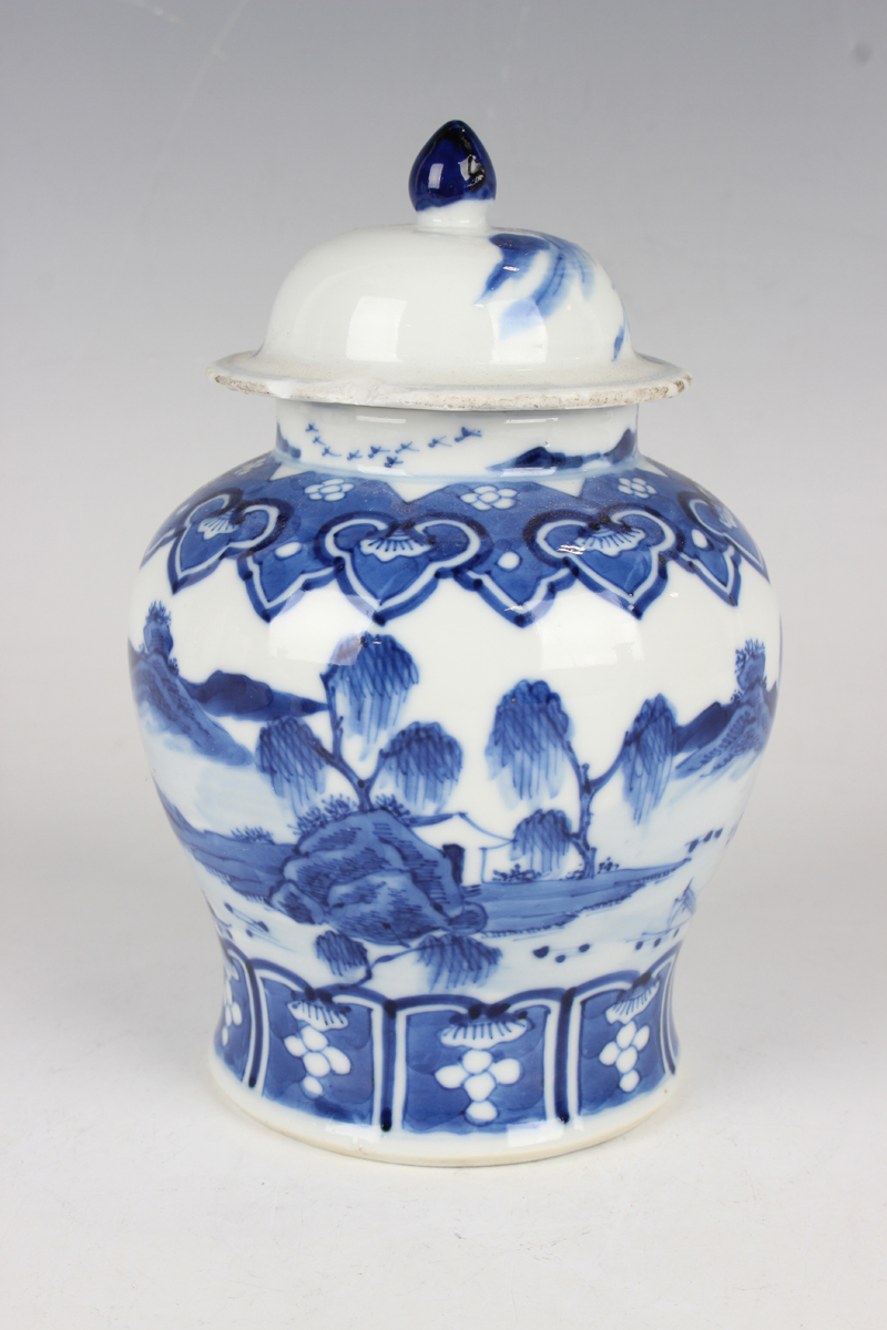 A small group of Chinese blue and white porcelain, mostly late 19th century, including a baluster - Image 13 of 36
