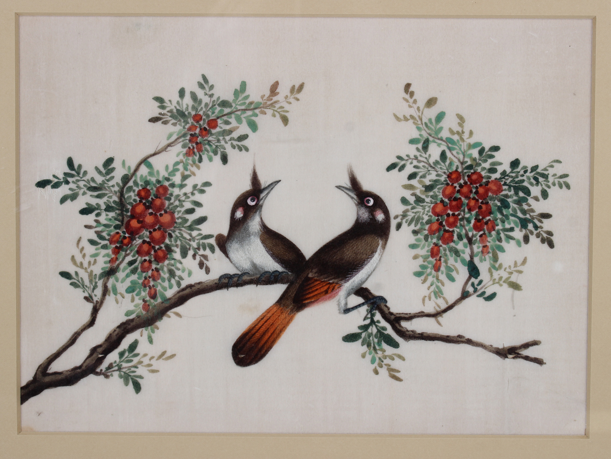 A set of four Chinese Canton export watercolour paintings on rice paper, mid to late 19th century, - Image 8 of 12