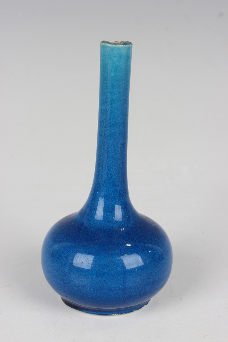 A Chinese yellow glazed pottery bottle vase, late 19th century, with fine crackled glaze, height - Image 6 of 15