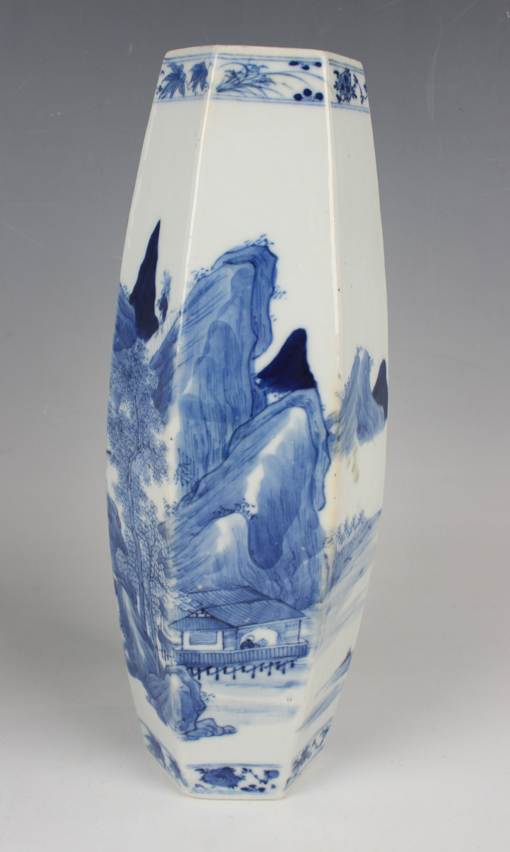 A pair of Chinese blue and white porcelain vases, mark of Kangxi but late 19th century, each of - Image 18 of 19