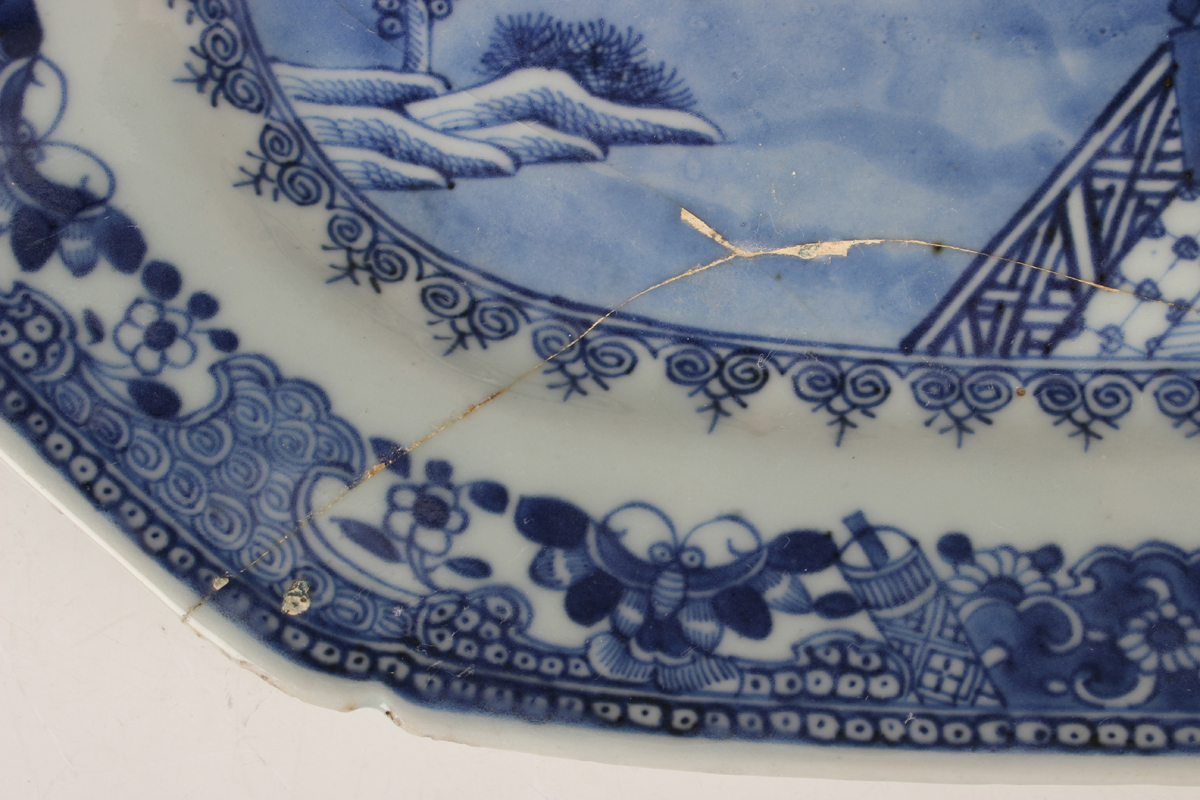 A group of six Chinese blue and white export porcelain meat dishes, Qianlong period, comprising four - Image 12 of 44