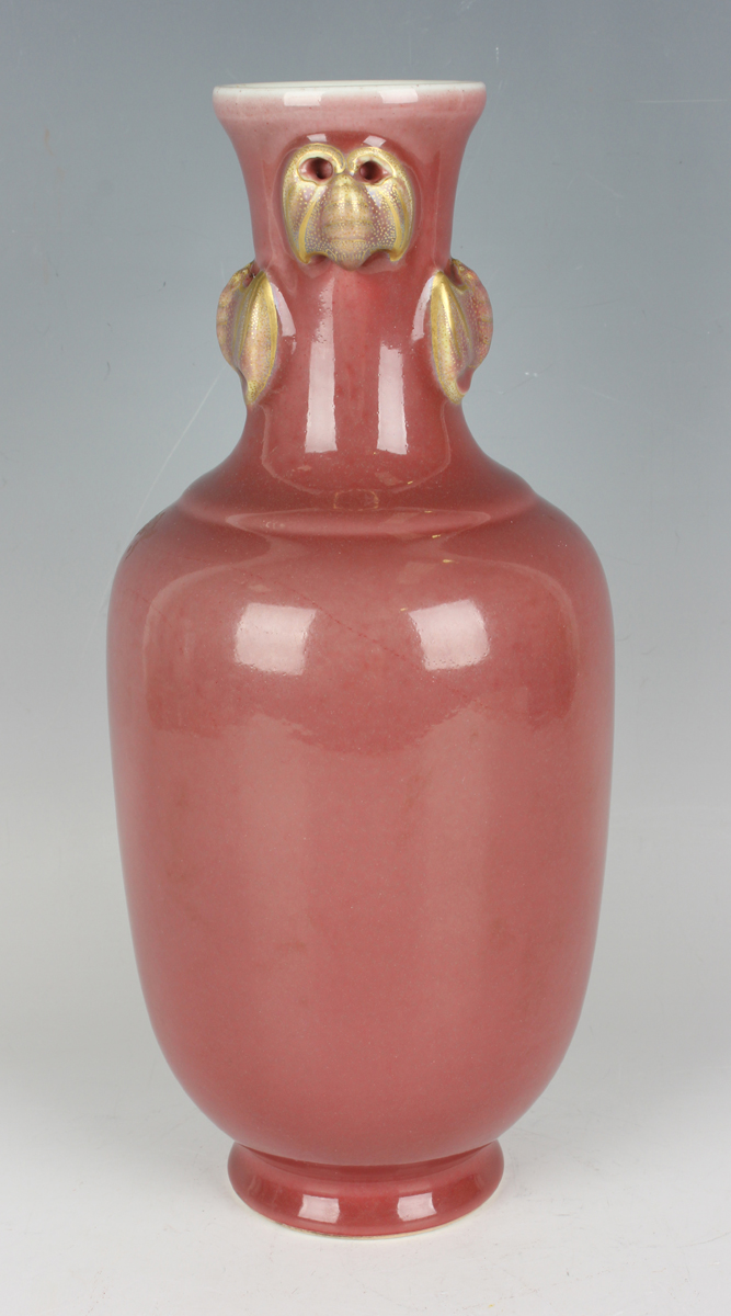 A Chinese sang-de-boeuf porcelain vase, 20th century, the swollen cylindrical body beneath a - Image 10 of 10