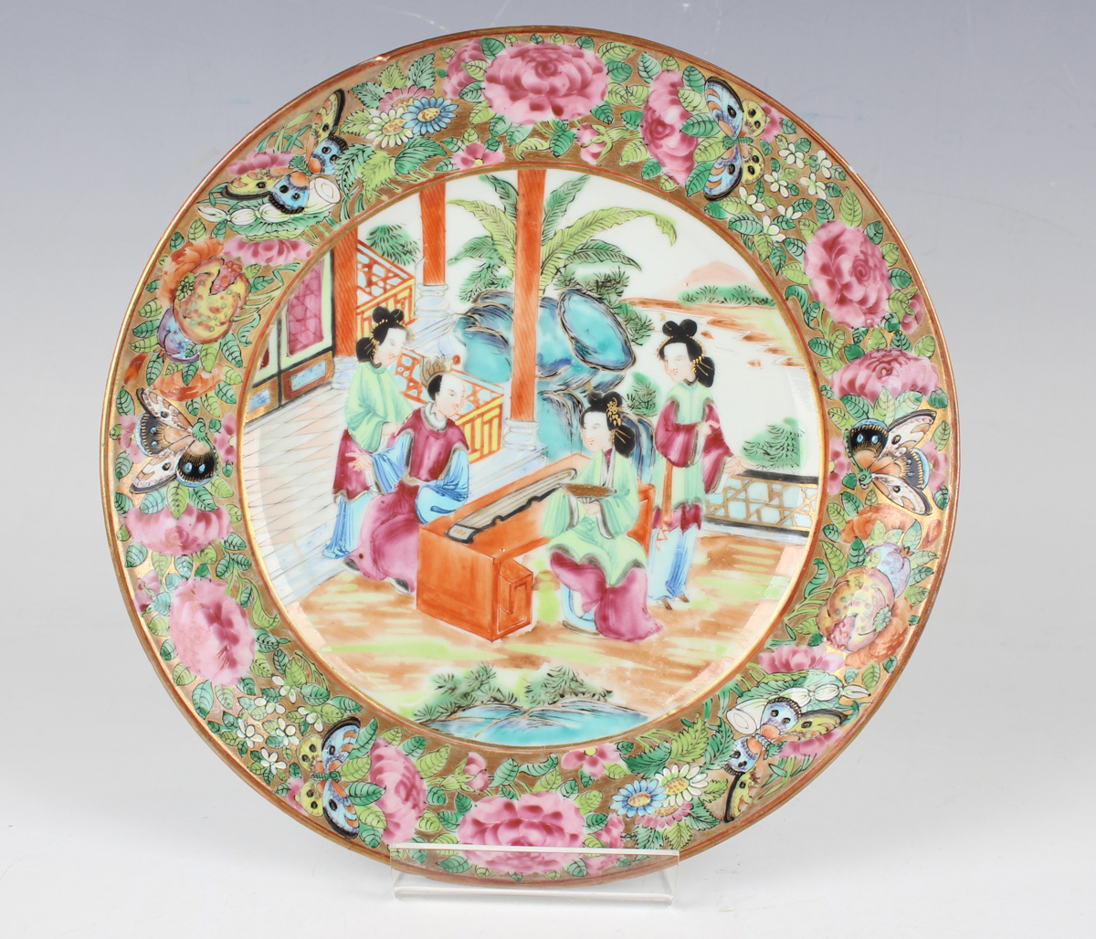 A set of six Chinese Canton famille rose porcelain plates, mid-19th century, each painted with a - Image 14 of 26