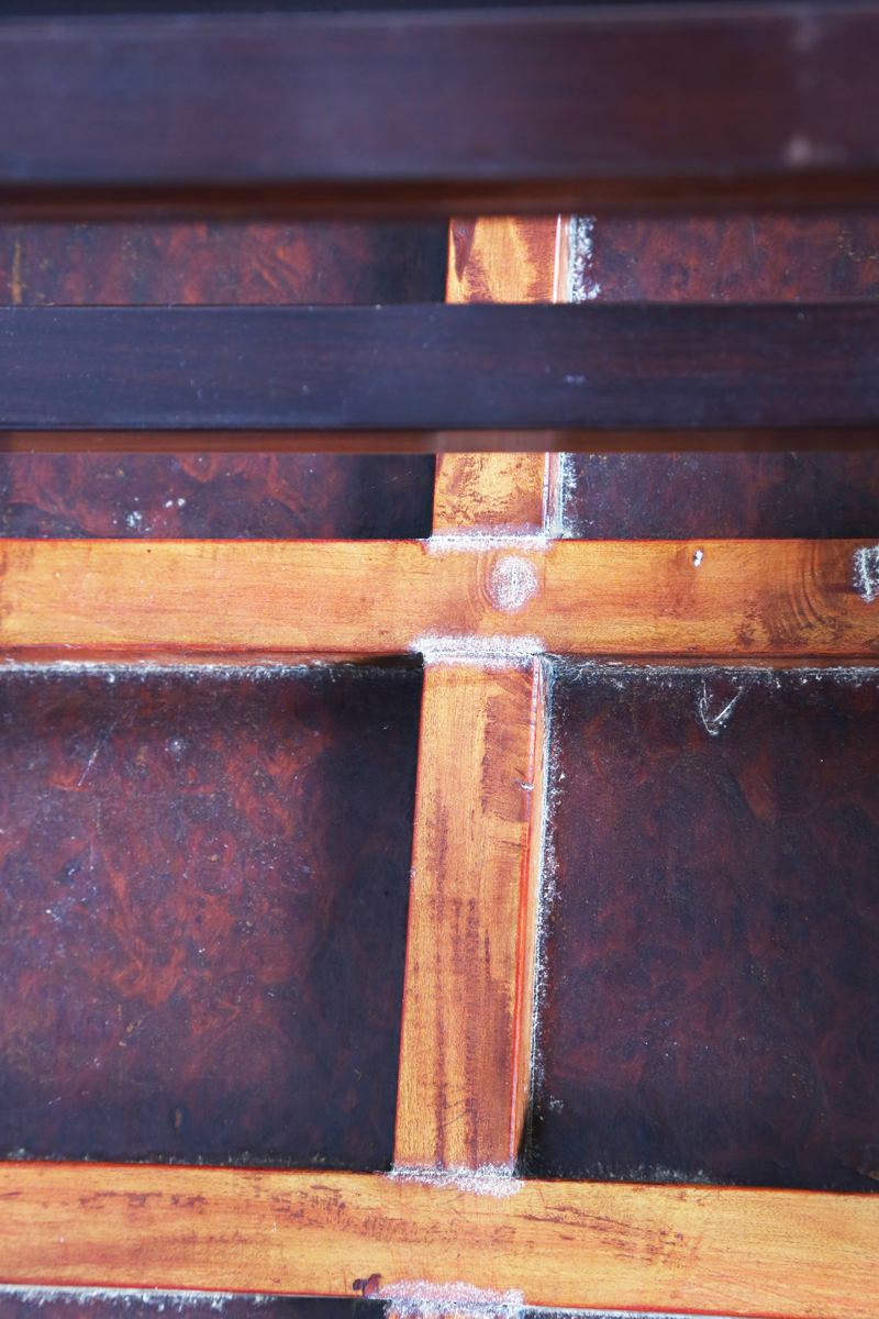 A Chinese hardwood low table, 20th century, the rectangular top inset with a burr wood panel, the - Image 5 of 20