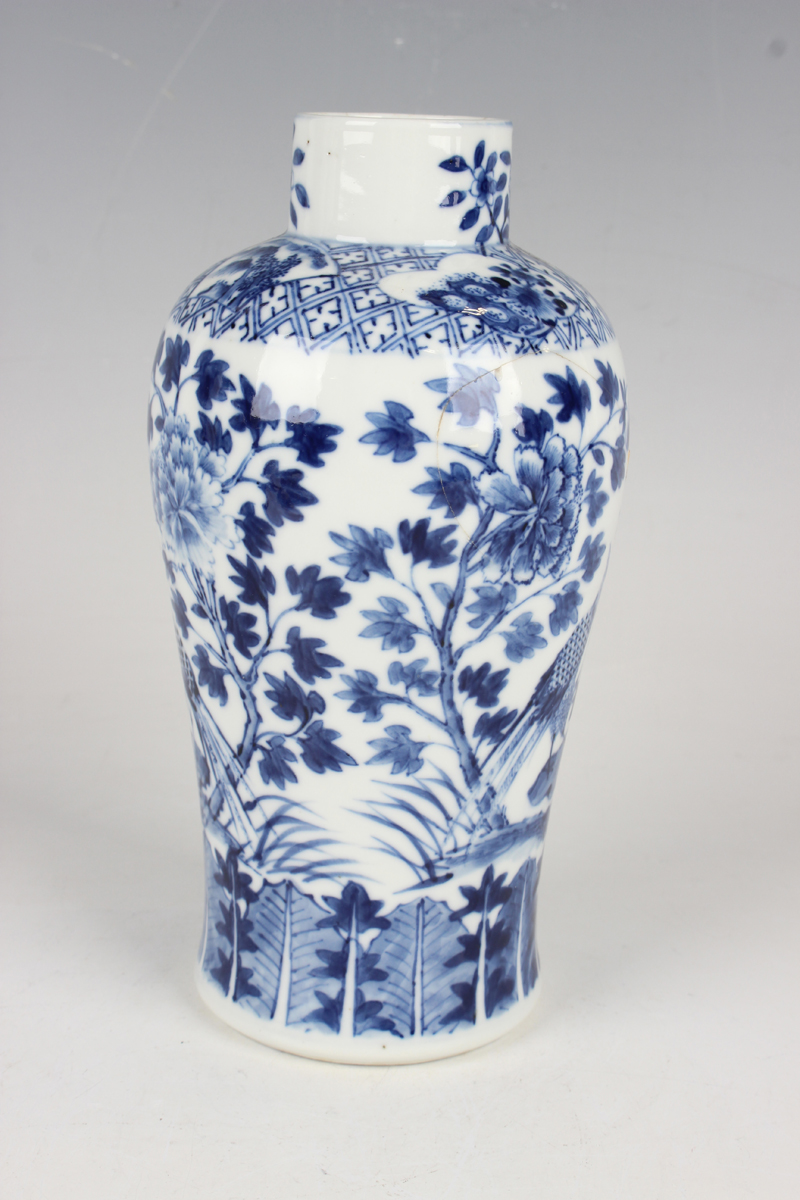 A small group of Chinese blue and white porcelain, mostly late 19th century, including a baluster - Image 22 of 36